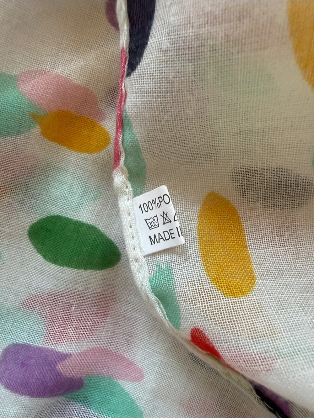 White Multicolor Dot Scarf Topper
